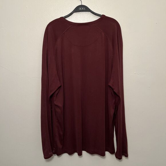 Wilke Rodriguez Contrast Stitch Silk Long Sleeve Crewneck Shirt, Brown- XXL Tall - Picture 9 of 11
